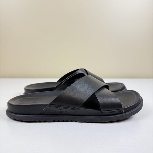 EUC UGG Men\'s Wainscott Black Leather  Slide Sandals S/N 1117476 main image 8